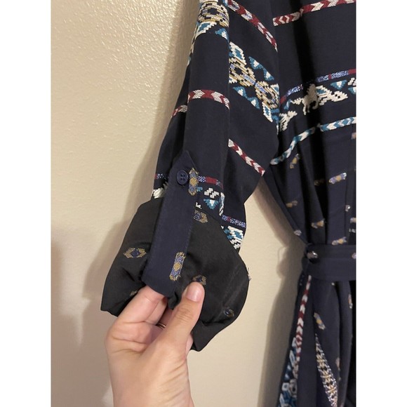 Finley Jeanette Taos in Navy Blue Western Horse Embroidered Shirt Dress - Picture 7 of 10